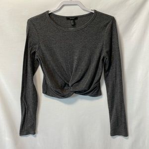 Forever 21 cropped lightweight long sleeve with knot front